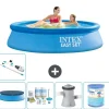 Pooler^Intex rund oppustelig let sæt swimmingpool - 244 x 61 cm - blå - inkluderet tilbehør A399