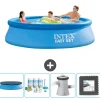 Pooler^Intex rund oppustelig let sæt swimmingpool - 305 x 76 cm - Blå - Inkluderet tilbehør CB3