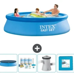 Pooler^Intex rund oppustelig let sæt swimmingpool - 305 x 76 cm - Blå - Inkluderet tilbehør CB2