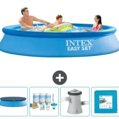Pooler^Intex rund oppustelig let sæt swimmingpool - 305 x 61 cm - blå - inkluderet tilbehør CB2