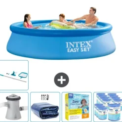 Pooler^Intex rund oppustelig let sæt swimmingpool - 305 x 76 cm - Blå - Inklusive Tilbehør CB28