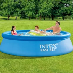 Pooler^Intex rund oppustelig let sæt swimmingpool - 305 x 76 cm - Blå - Inklusive Tilbehør CB28