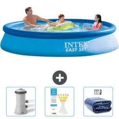 Pooler^Intex rund oppustelig let sæt swimmingpool - 366 x 76 cm - Blå - Inkluderet tilbehør CB74