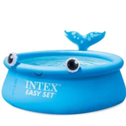 Pooler^Intex rund oppustelig let sæt swimmingpool - 183 x 51 cm - Blå - Hval - Inkluderet tilbehør CB80