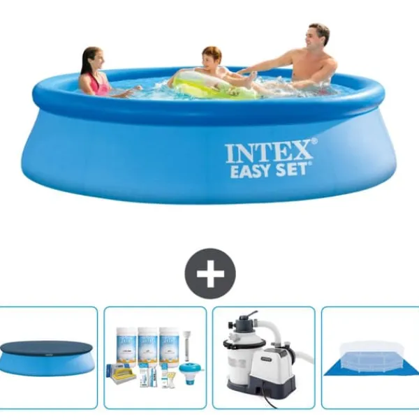 Pooler^Intex rund oppustelig let sæt swimmingpool - 305 x 76 cm - Blå - Inkluderet tilbehør CB59