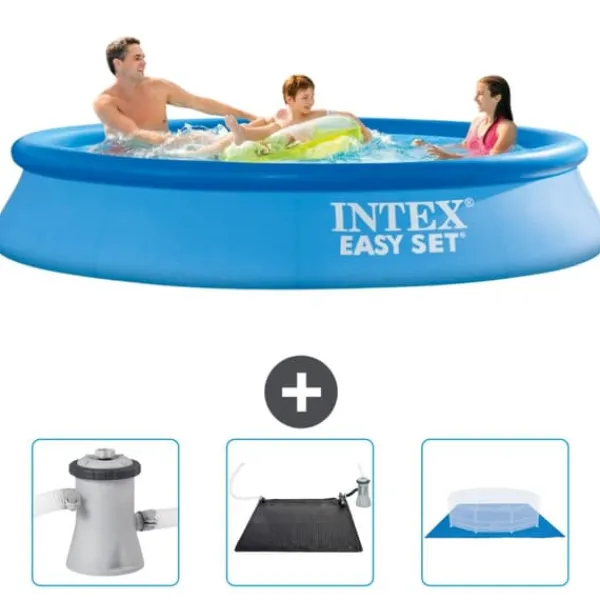 Pooler^Intex rund oppustelig let sæt swimmingpool - 305 x 61 cm - blå - inkluderet tilbehør CB79