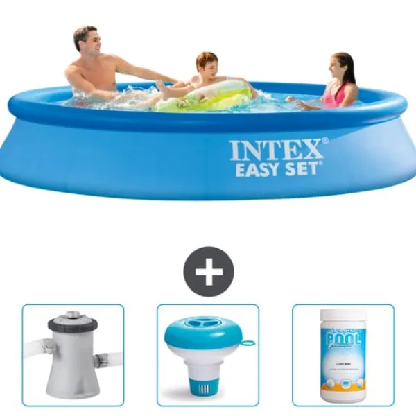 Pooler^Intex rund oppustelig let sæt swimmingpool - 305 x 61 cm - blå - inkluderet tilbehør CB77