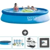 Discount Intex rund oppustelig let sæt swimmingpool - 396 x 84 cm - Blå - Inkluderet tilbehør CB61 Pooler