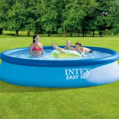 Discount Intex rund oppustelig let sæt swimmingpool - 396 x 84 cm - Blå - Inkluderet tilbehør CB61 Pooler