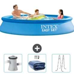 Pooler^Intex rund oppustelig let sæt swimmingpool - 305 x 61 cm - blå - inkluderet tilbehør CB83