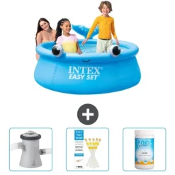 Pooler^Intex rund oppustelig let sæt swimmingpool - 183 x 51 cm - Blå - Hval - Inkluderet tilbehør CB73