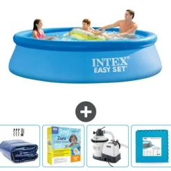 Pooler^Intex rund oppustelig let sæt swimmingpool - 305 x 76 cm - Blå - Inkluderet tilbehør CB67