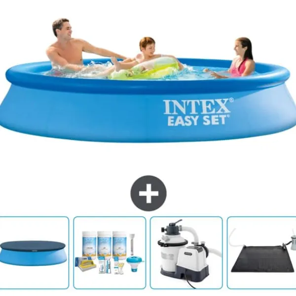 Hot Intex rund oppustelig let sæt swimmingpool - 305 x 61 cm - blå - inkluderet tilbehør CB62 Pooler