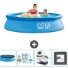 Pooler^Intex rund oppustelig let sæt swimmingpool - 244 x 61 cm - blå - inkluderet tilbehør CB61