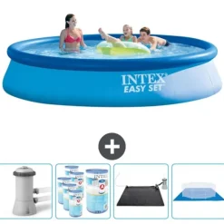 Discount Intex rund oppustelig let sæt swimmingpool - 396 x 84 cm - Blå - Inklusive Tilbehør CB91 Pooler