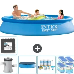 Online Intex rund oppustelig let sæt swimmingpool - 305 x 61 cm - Blå - Inklusive Tilbehør CB17 Pooler