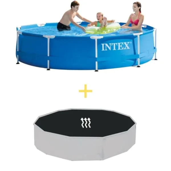 Clearance Intex svømmebassin - Metalramme - 305 x 76 cm - Inklusiv solsejl Pooler