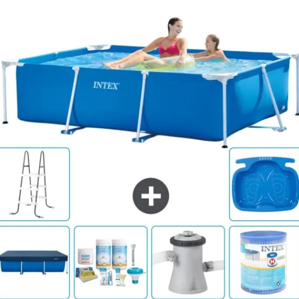 Online Intex svømmebassin med rektangulær ramme - 220 x 150 x 60 cm - Blå - Inkluderet tilbehør A18 Pooler