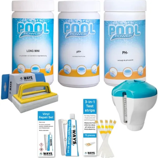 Outlet Intex svømmebassin med rektangulær ramme - 300 x 200 x 75 cm - Blå - Inkluderet tilbehør CB97 Pooler