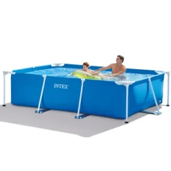 Clearance Intex svømmebassin med rektangulær ramme - 260 x 160 x 65 cm - Blå - Inkluderet tilbehør CB97 Pooler