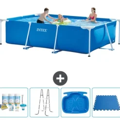 Sale Intex svømmebassin med rektangulær ramme - 300 x 200 x 75 cm - Blå - Inkluderet tilbehør A186 Pooler