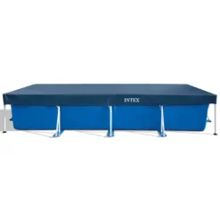 Pooler^Intex svømmebassin med rektangulær ramme - 450 x 220 x 84 cm - Blå - Inkluderet tilbehør A246