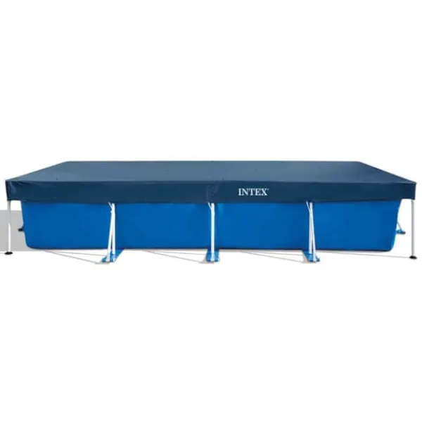 Pooler^Intex svømmebassin med rektangulær ramme - 450 x 220 x 84 cm - Blå - Inkluderet tilbehør A246