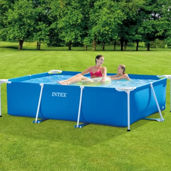 Outlet Intex svømmebassin med rektangulær ramme - 220 x 150 x 60 cm - Blå - Inkluderet tilbehør A5 Pooler
