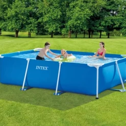 Clearance Intex svømmebassin med rektangulær ramme - 300 x 200 x 75 cm - Blå - Inkluderet tilbehør CB2 Pooler