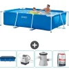 Pooler^Intex svømmebassin med rektangulær ramme - 260 x 160 x 65 cm - Blå - Inkluderet tilbehør CB53