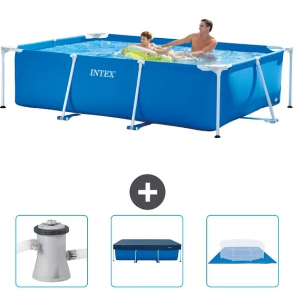 Online Intex svømmebassin med rektangulær ramme - 260 x 160 x 65 cm - Blå - Inkluderet tilbehør CB76 Pooler