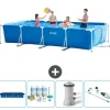 Pooler^Intex svømmebassin med rektangulær ramme - 450 x 220 x 84 cm - Blå - Inkluderet tilbehør CB5