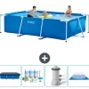 Pooler^Intex svømmebassin med rektangulær ramme - 300 x 200 x 75 cm - Blå - Inkluderet tilbehør CB1