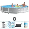 Online Intex svømmebassin med rund prismeramme - 366 x 76 cm - Grå - Inklusive Tilbehør CB92 Pooler