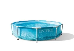 Pooler^Intex swimmingpool - Metalramme - Strandside - 305 x 76 cm - Inklusiv WAYS vedligeholdelsespakke, filterpumpe og jordklud