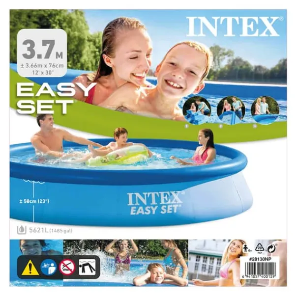Pooler^Intex swimmingpool - Nemt sæt - 366 x 76 cm - Inklusiv solsejl, filterpumpe og filter
