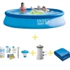 Hot Intex swimmingpool - Nemt sæt - 396 x 84 cm - Inklusiv WAYS vedligeholdelsespakke, filterpumpe & jordklud Pooler