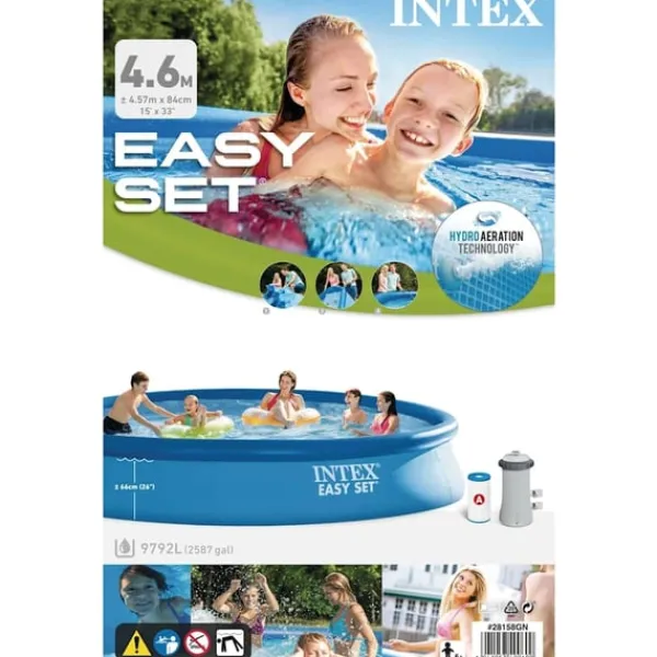 Pooler^INTEX swimmingpool Easy Set med filtersystem 457x84 cm