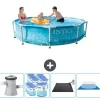 Pooler^Intex swimmingpool med rund ramme - 305 x 76 cm - Vandprint - Inklusive Tilbehør CB91