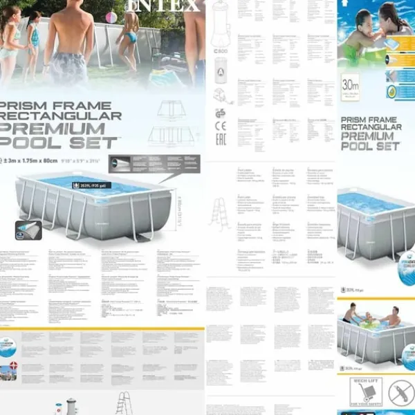 Online INTEX swimmingpoolsæt Prism Frame 300x175x80 cm rektangulær Pooler
