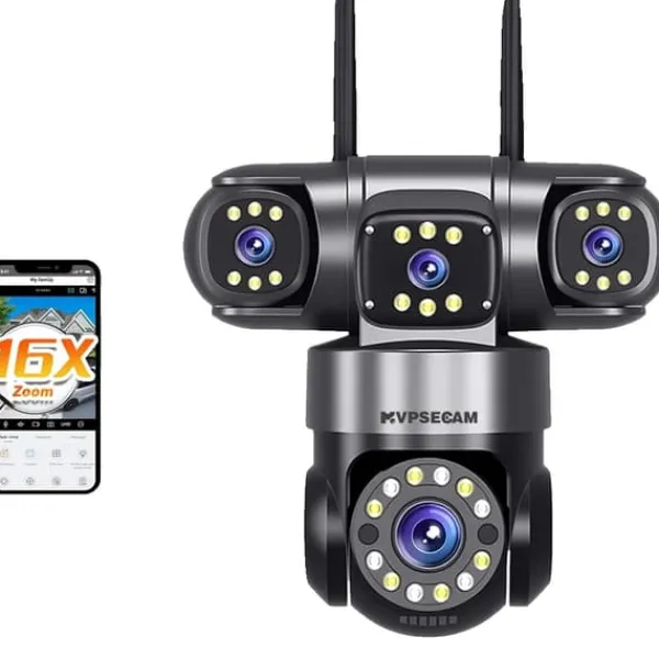 Sale IP Kamera, Quad-Linse, Smart Sporing,1Pcs Wifi Kamera, EU Stik Sikkerhedsmonitorer & Videokameraer