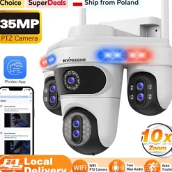 Sikkerhedsmonitorer & Videokameraer^IP Kamera, 10X Optisk Zoom, To-Vejs Lyd,35MP Hvid Ingen Kort, EU Stik