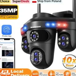 Sikkerhedsmonitorer & Videokameraer^IP Kamera, 10X Optisk Zoom, To-Vejs Lyd,EU Stik, 35MP Sort Ingen Kort
