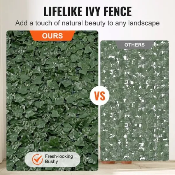 Hot Ivy Privacy-hegn 1,5 x 2,5 m - Kunstigt grøn vægskærm med mesh-bagside til have, balkon og gårdhave dekoration. Havedekorationer