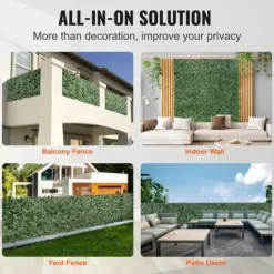 Hot Ivy Privacy-hegn 1,5 x 2,5 m - Kunstigt grøn vægskærm med mesh-bagside til have, balkon og gårdhave dekoration. Havedekorationer
