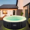 Spa & Udendørsbad^Jacuzzi Læder Premium 4 Personer – Ø184 cm – 812L – 120 Massagedyser – Med Varme, Filterpumpe, Isoleringspaneler & Luksuriøst Læderlook – Sort – Inden | CDON