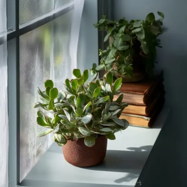 Krukkeplanter Indendørs^Jadeplante - Crassula arborescens 'Curly' - Højde 15-25 cm - Potte 12 cm
