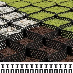 New Jordgitter 3-tommer, Geocellgitter 5200x2700mm, Ideel til Grus, 17,06x8,86 Fod Størrelse Haveduge