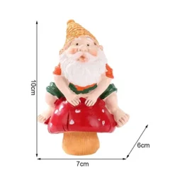 Havedekorationer^Julemandens skrivebordspynt, hjemmelavet harpikshåndværk, svampedekorationer med dværg og gammel mand