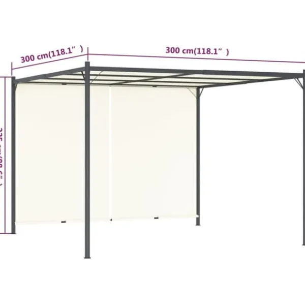 New Justerbar pergola med tilbagetrækkeligt tag - 3x3 m | Farve: Creme Buer, Spalier, Lysthuse Uden Tag